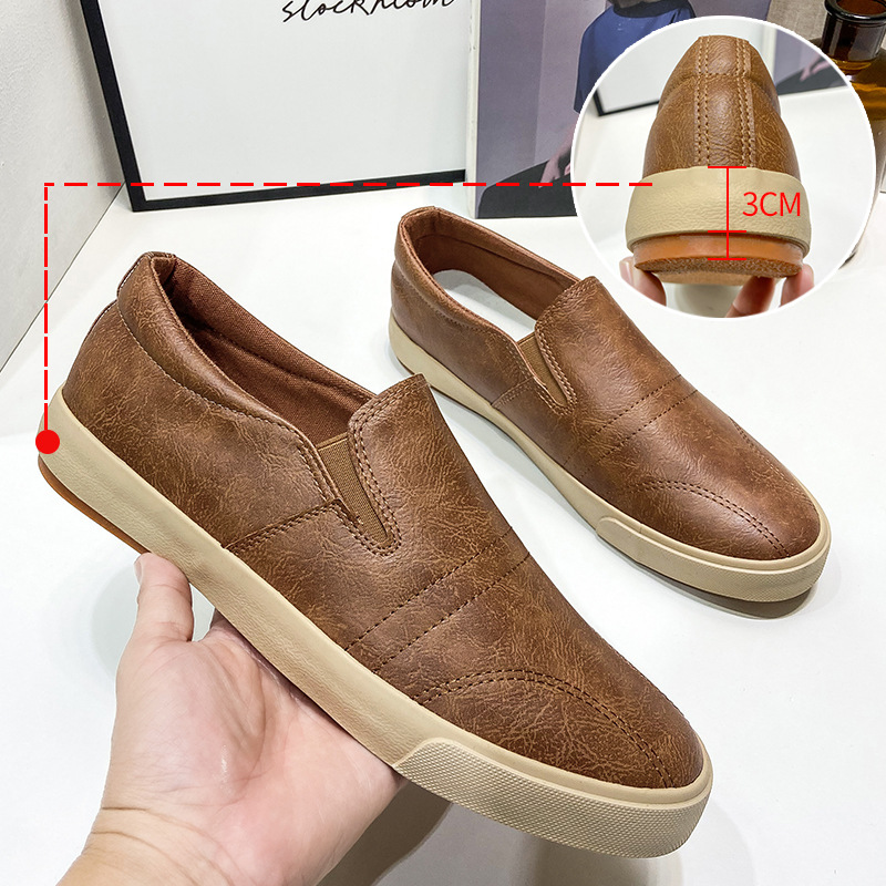 Scarpe basse in pelle elasticizzata bianca casual, leggere e comode, adatte a tutte le stagioni, da uomo_voghion.com