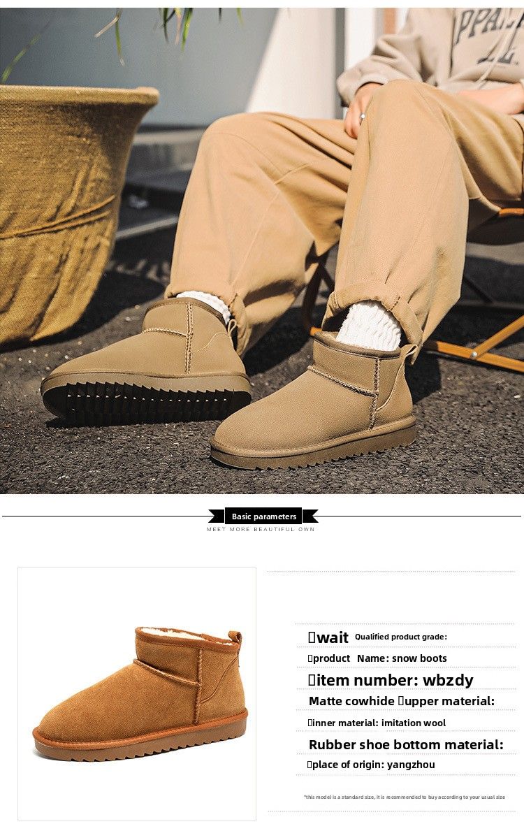 Botas de nieve de invierno para hombre, nuevas, de piel de vaca, gruesas, cálidas y antideslizantes, de algodón, talla grande, talla 40-45._voghion.com