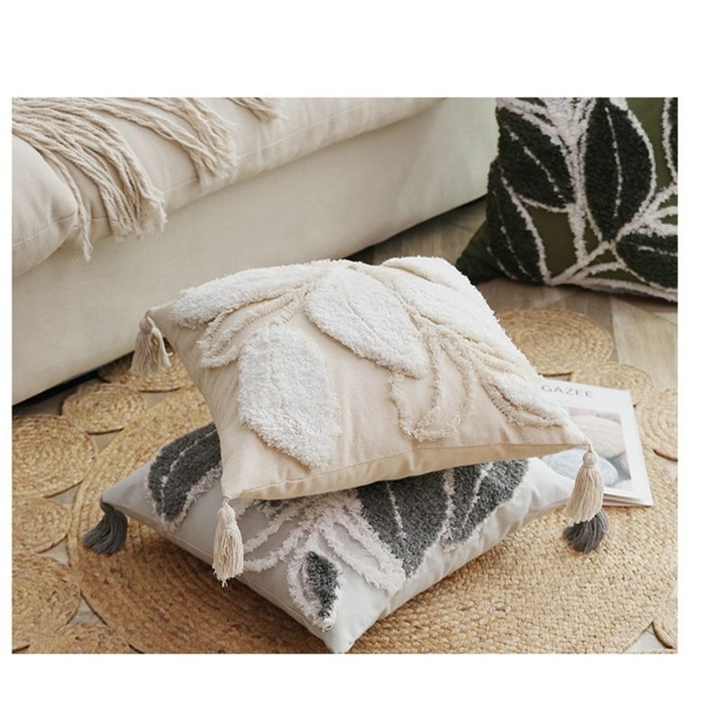 Taie d'oreiller brodée marocaine en forme de feuille avec insert pour canapé de salon, coussin de sieste, modèle de chambre_voghion.com