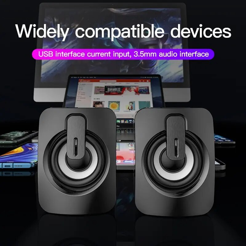 Desktop-Audio-Subwoofer, kleiner Bluetooth-Lautsprecher mit USB-Kabel, kleiner Multimedia-Sound_voghion.com