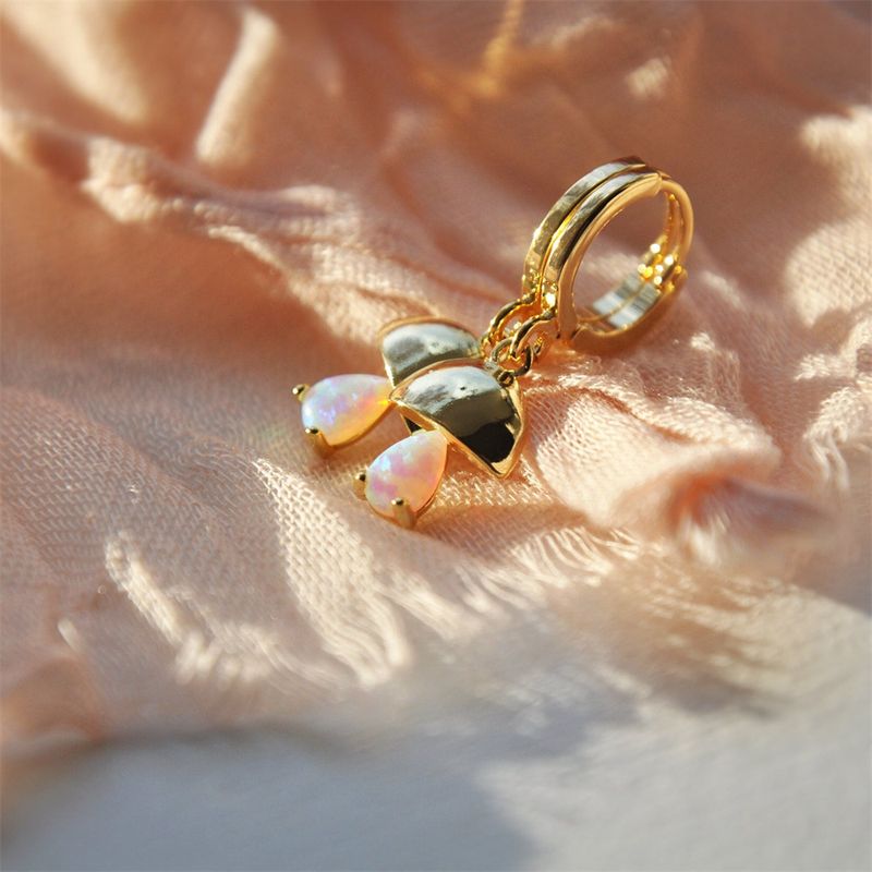 Set di collana e orecchini con ciondolo a forma di fungo in opale da donna, pezzo chic bohémien con ciondolo in pietra naturale, catena regolabile_voghion.com