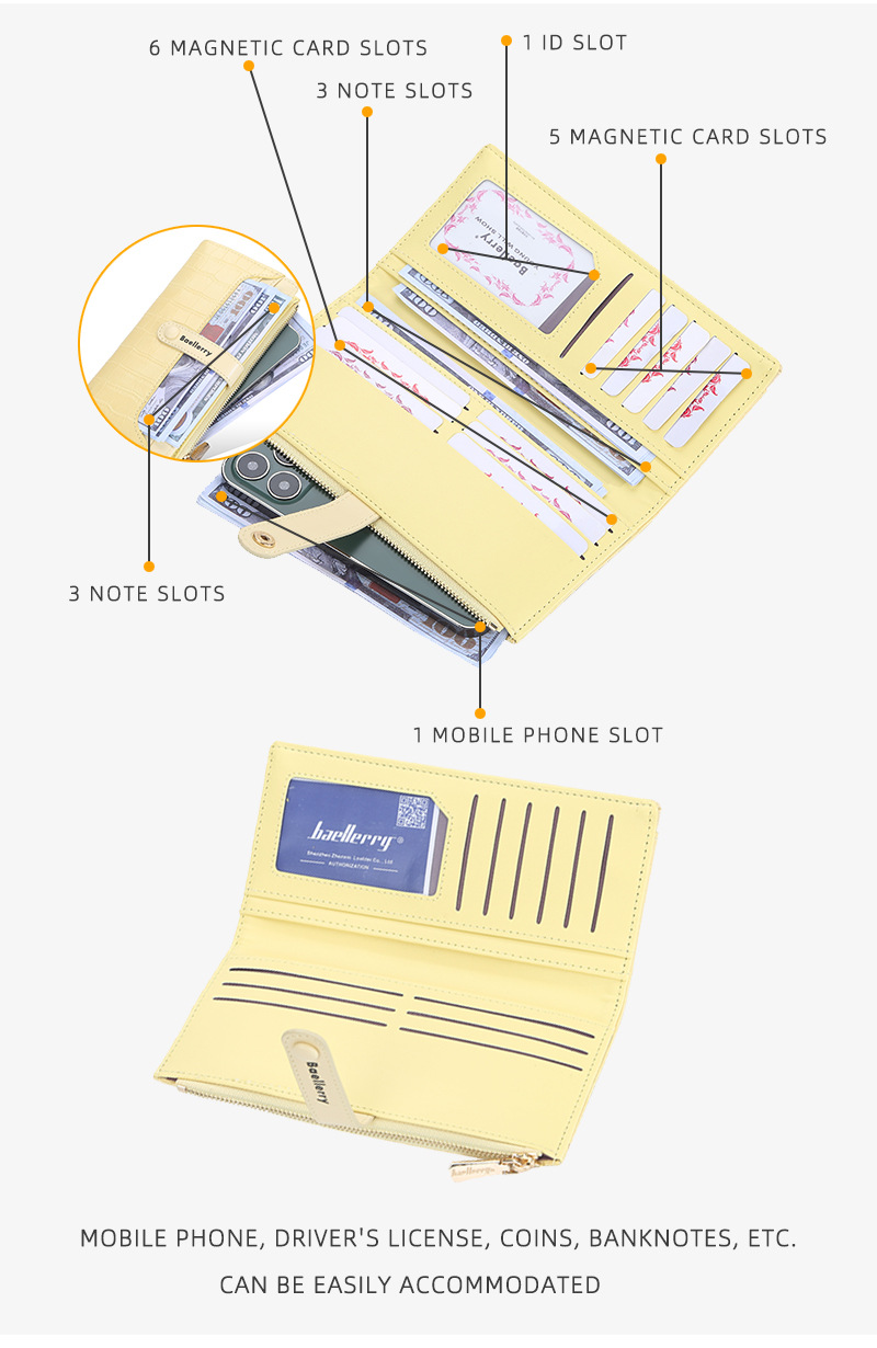 Baellerry New Women's Long Wallet Stone Pattern Multi-Card Clutch Zipper Card Holder Wholesale_voghion.com