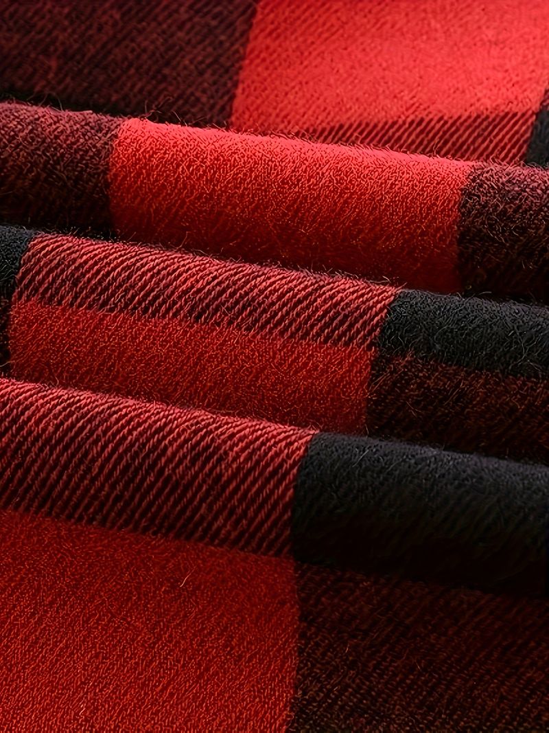 Langärmliges Poloshirt für Herren mit Flanell-Karokragen und halbem Reißverschluss_voghion.com