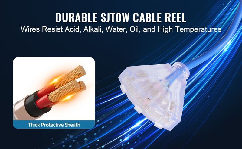 VEVOR Retractable Extension Cord Reel Power Cord Reel 45FT 12AWG/3C SJTOW_voghion.com
