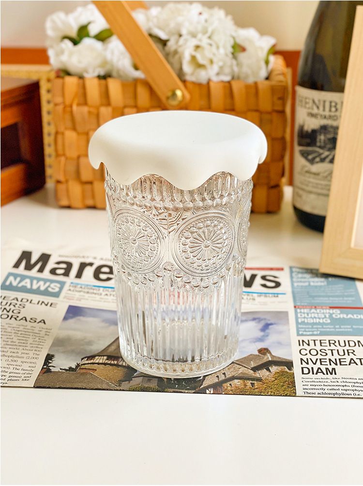 Sunflower Glass Mug With Gold Trim – Hand-Carved Borosilicate Cup For Coffee & Tea, Heat-Resistant & Gift-Ready (350ml, Office/Home Use)_voghion.com