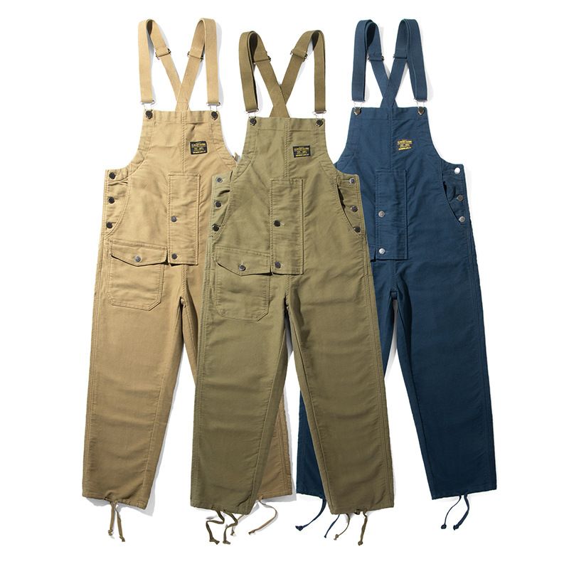 Men's loose straight leg broadleg suspender jumpsuit_voghion.com
