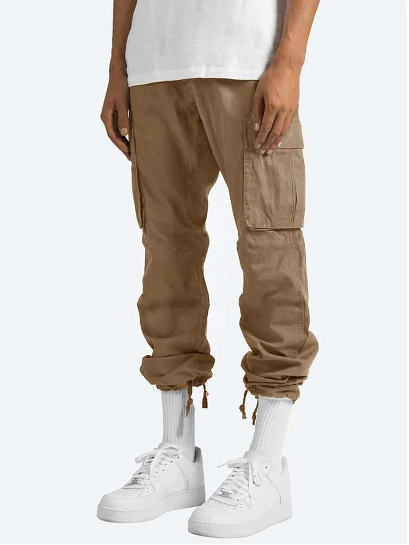 2024 Sommer Neue Herren Arbeitskleidung Kordelzug Multi Pocket Freizeithose_voghion.com