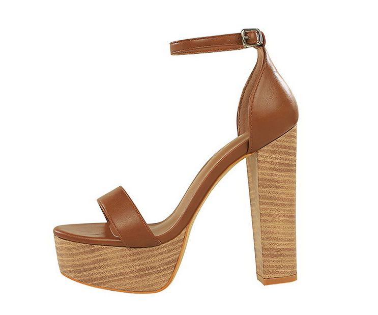 Women's Elegant Strappy Open-Toe High Heel Sandals With Chunky Heel & Platform Black Brown White Sizes 34-40 Super High Heel Waterproof Platform Shoes_voghion.com