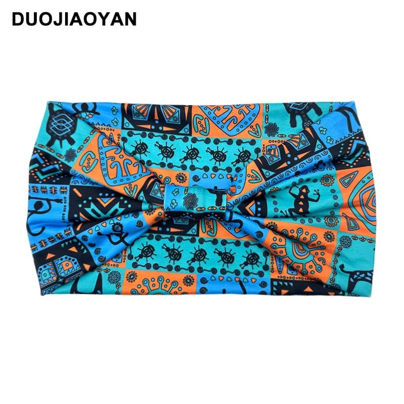 Spring and Summer New Style Knotted Cross Headband Bohemian Print Headband Elastic Headband Headband_voghion.com