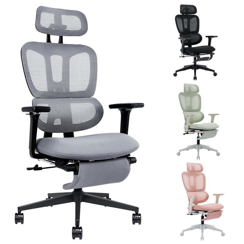 Multi-functional Ergonomic Mesh Office Chair With Adjustable Armrest,Footrest,Lumbar Support, 360° Silent Wheels,Headrest For Home & Office_voghion.com