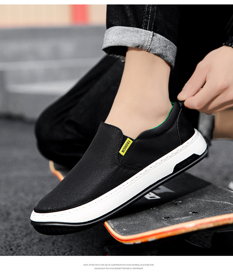 Canvas men's shoes spring breathable new men's trend with a slip-on loafers_voghion.com