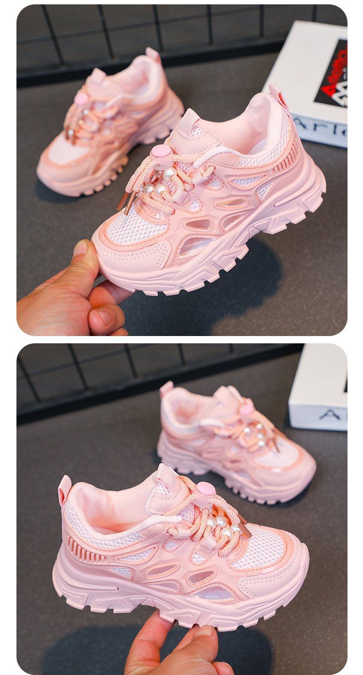 Children's Sports Shoes 2025 Spring And Summer New Girls' Dad Shoes Breathable Mesh Casual Versatile Boys' Running Shoes_voghion.com