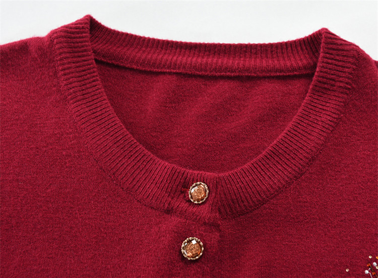 Bloemenprint Knitwears Oma's Lente Herfst Trui Jas Middelbare Leeftijd Moeder Vest Geborduurd Breien Top Voor_voghion.com