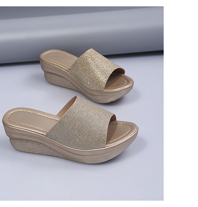 Slippers Women's Sequined Summer New Roman Platform Wedge Slippers Women's Simple Sandals Women's_voghion.com