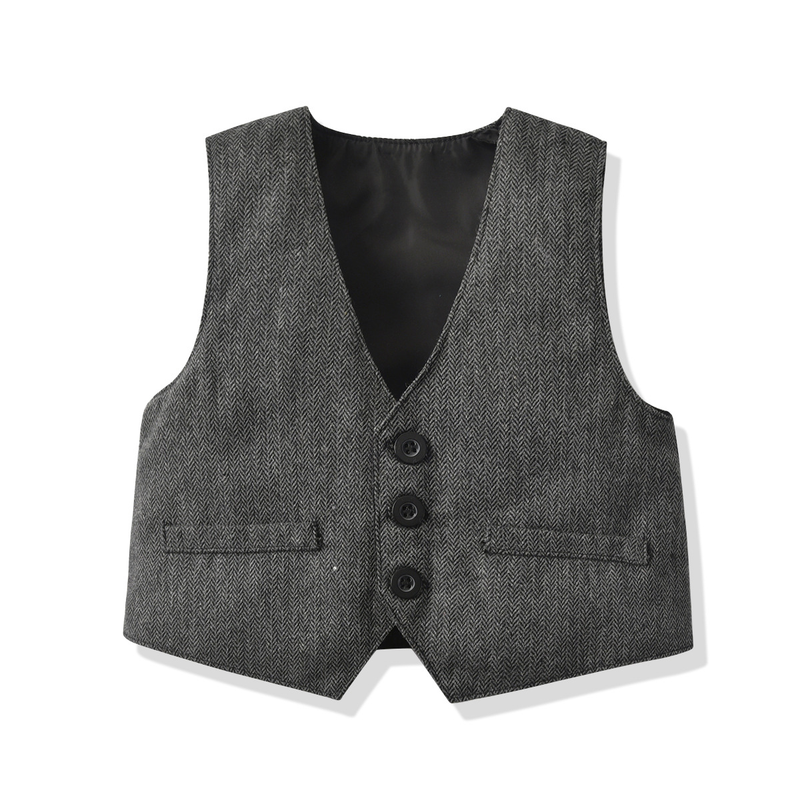Camicia a maniche lunghe da ragazzo primaverile e autunnale. Pantaloni con gilet a strati. Abito con papillon da uomo. Abito da festa di compleanno per bambini_voghion.com