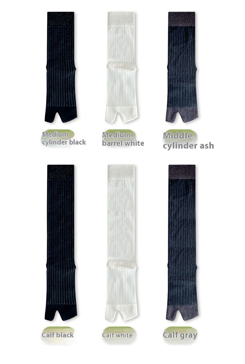 Einfarbige, dünne, gespaltene Fingersocken bis zur Mitte der Wade, gestapelte Socken in Schwarz und Weiß, Kniestrümpfe mit Achselstreifen_voghion.com
