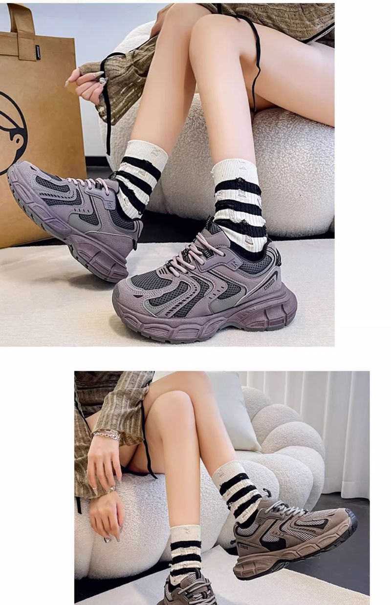 Soft sole dad shoes for women spring 2024 new thick sole height increase couple women's shoes purple casual versatile sports shoes_voghion.com
