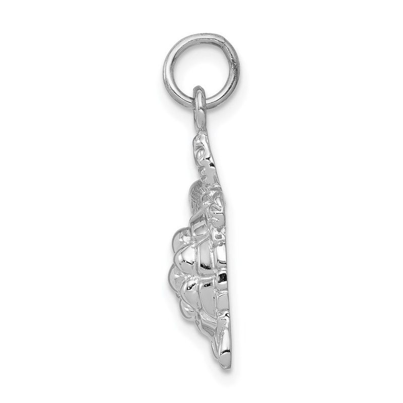 14k White Gold Solid Polished Open-Backed Turtle Charm_voghion.com