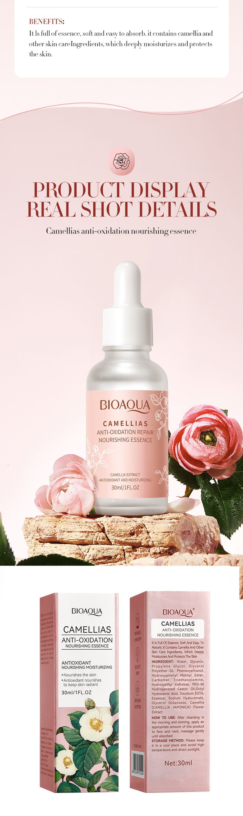BIOAOUA Camellia Antioxidant Nourishing Serum, Moisturizing Skin Serum_voghion.com