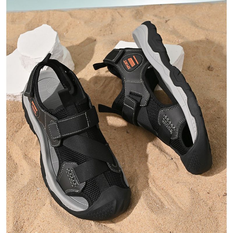 Sandali estivi in pelle di mucca, scarpe da acqua per esterni, scarpe casual da spiaggia da uomo_voghion.com