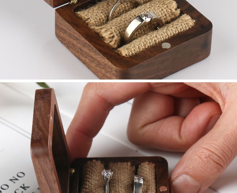 Portable Walnut Wood Ring Storage Engagement Gift Packaging Box Wooden Craft_voghion.com