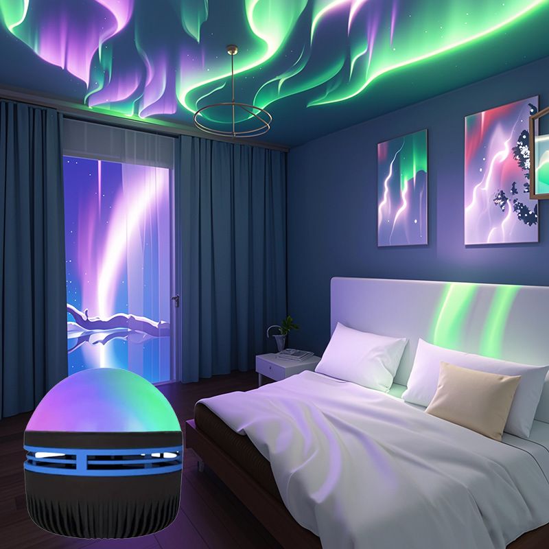 5V Projektor LED z rozgwieżdżonym niebem i zorzą polarną, nocna atmosfera, magiczna kula świetlna, lampa nocna z falami wodnymi_voghion.com