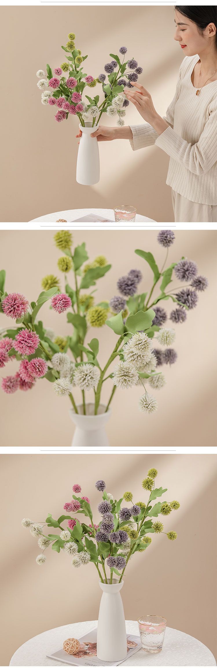 Artificial flowers with grass dandelion artificial flowers manufacturer green plants wholesale wedding decorations INS style cross-border MW61213_voghion.com