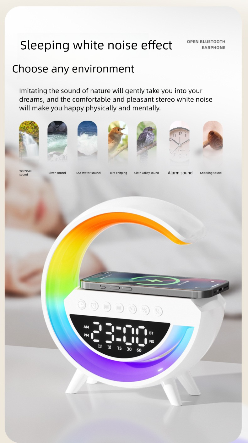 New Bluetooth Speaker Atmosphere Light Voice Clock Wireless Mobile Sound_voghion.com