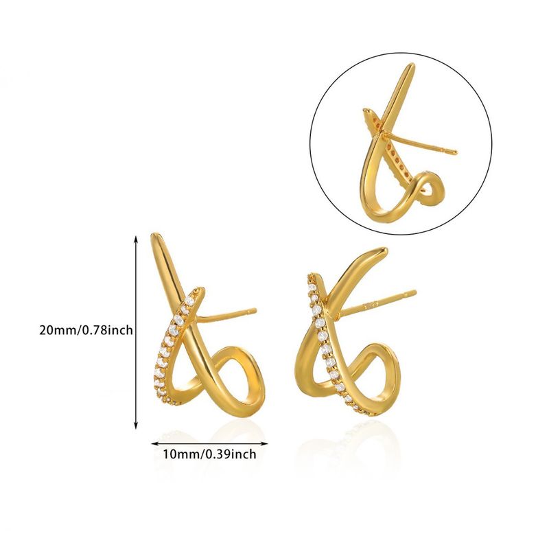 Orecchini da donna in rame e zircone con design semplice e di nicchia_voghion.com