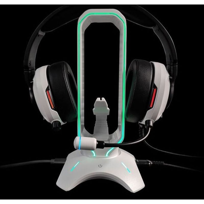 Bureau-hoofdtelefoonstandaard RGB kleurrijk ademend licht hoofdgemonteerd e-sports spel USB met uitbreidingsbasis lichtgevende kabel_voghion.com