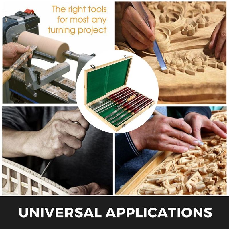 VEVOR Woodworking Lathe Chisel Set 8 Piece Set Lathe Chisel HSS Steel Blades Wood Turning Tools Wooden Case For Storage For Wood Carving Root Carving Furniture Carving Lathes Red_voghion.com
