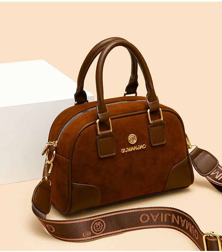 Borsa a tracolla Boston con design retrò, borsa a mano, borsa da pendolare, borsa a tracolla con texture smerigliata_voghion.com