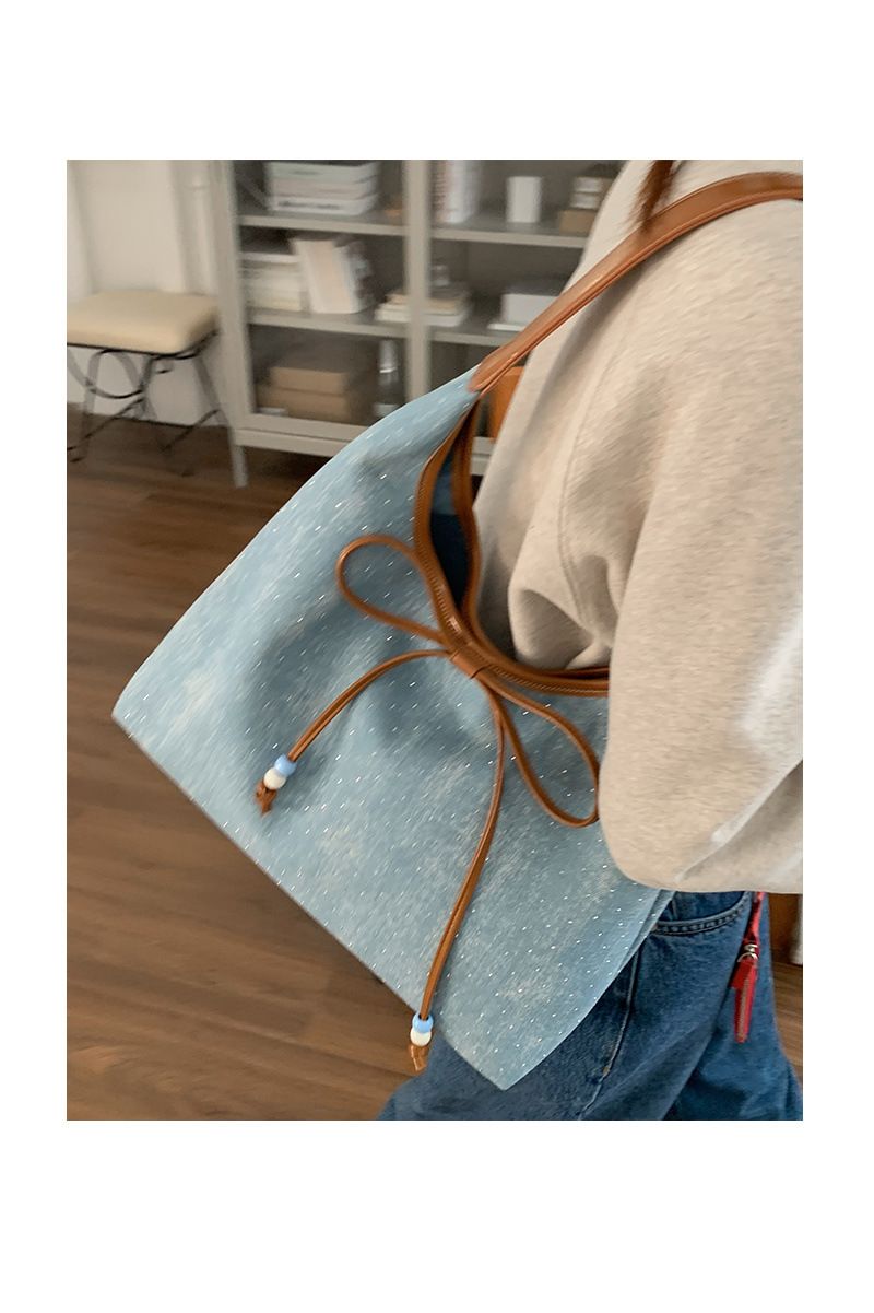 Borsa a tracolla multifunzionale di grande capacità, nuova moda 2025, con fiocco e tote bag_voghion.com