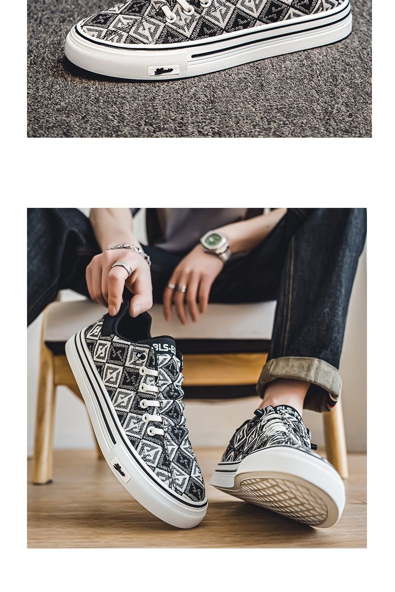 Atmungsaktiv mit kleinen weichen Sohlen leichte Stoffschuhe flache Slip-On Sport Canvas Herrenmode Schuhe_voghion.com