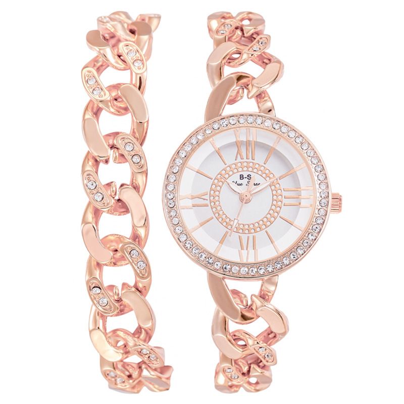 Orologio al quarzo da donna con bracciale tempestato di diamanti_voghion.com