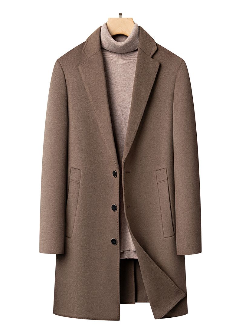 Men's Wool Blend Overcoat With Detachable Down Liner - Winter Longline Peacoat, Business Casual, Single-Breasted, Multi-Pocket Design_voghion.com