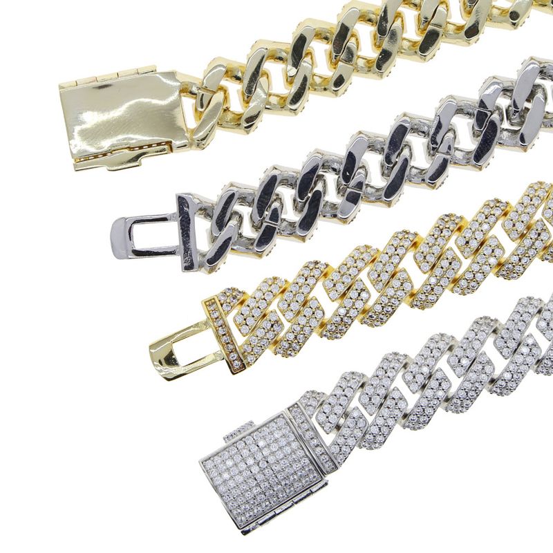 Men's Jewelry Hip Hop Cuban Chain 12mm Double Row Zircon Chain Cuban Chain Men's Hip Hop Bracelet_voghion.com