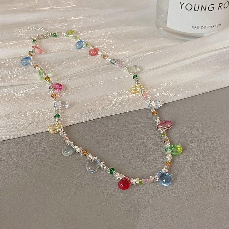 Collier de niche en perles colorées Dopamine, design élégant, personnalité, mode, exquis, simple et de grande valeur_voghion.com
