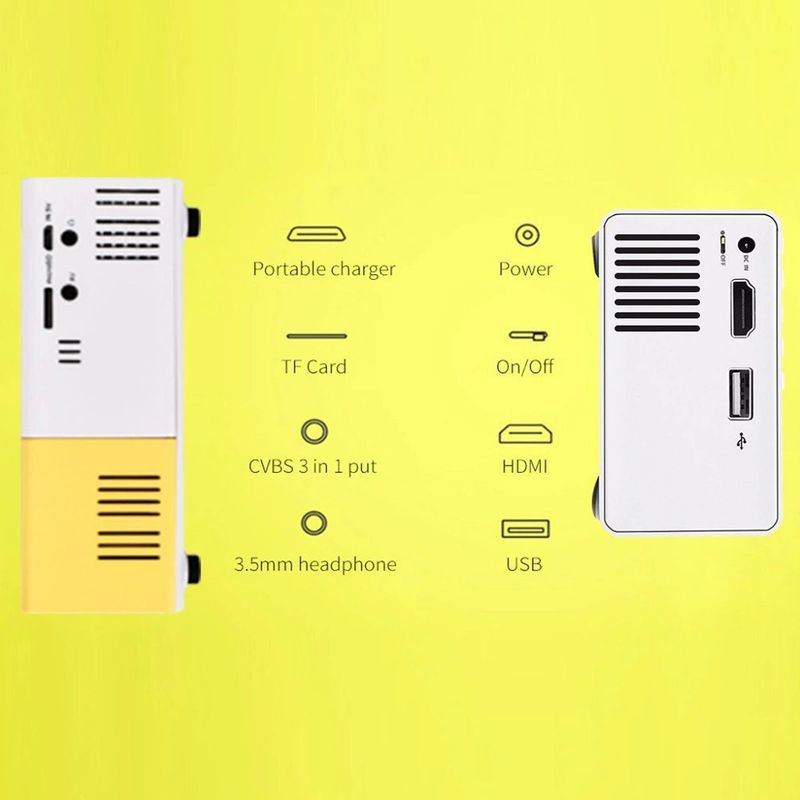 YG300 Gelb-Weiß-Mini-Projektor Tragbarer High Definition-Projektor für Kinder zu Hause_voghion.com