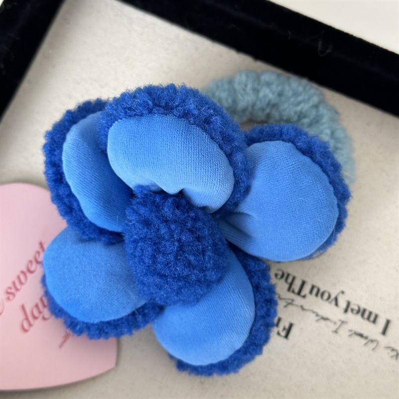 Autunno e inverno fiori di peluche non danneggiano i capelli elastico carino piccolo fiore fascia per capelli elastico alto coda di cavallo fascia per capelli copricapo_voghion.com