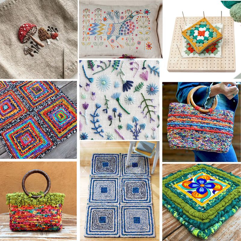 Handmade DIY wool knitting block pad 23.5*23.5 * 2cm square crochet shaper with 20 shaping needles_voghion.com