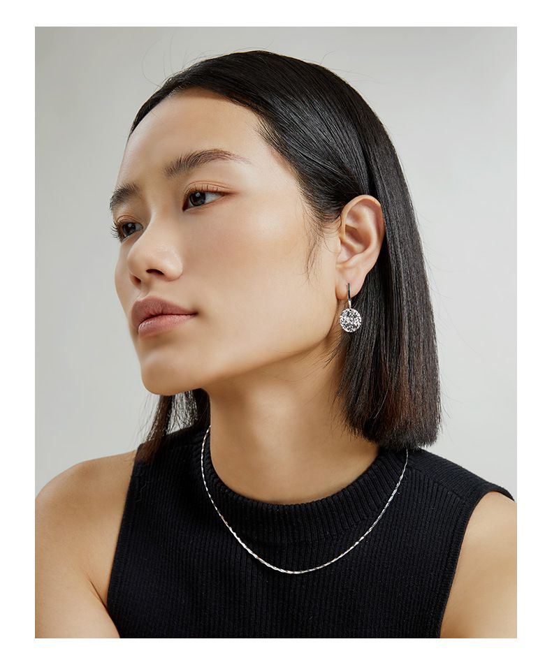 Ouerschnalle Sterling Sëlwer Ronn Textur Ouerréng Einfach Damen All-Match Ouerschmuck Héichwäerteg Nisch_voghion.com