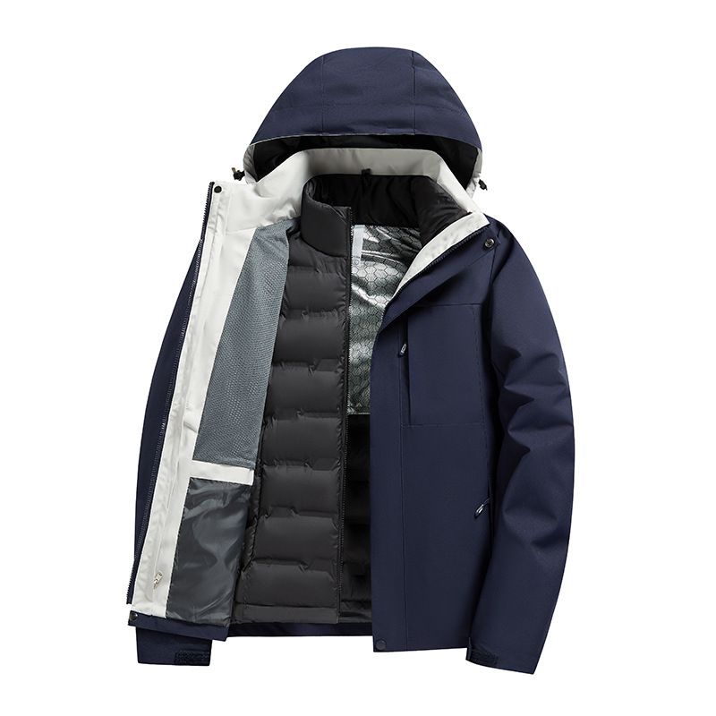 Outdoor 3-in-1 wasserabweisende abnehmbare dreiteilige Daunenjacke zum Wandern, winddicht, wasserdicht_voghion.com