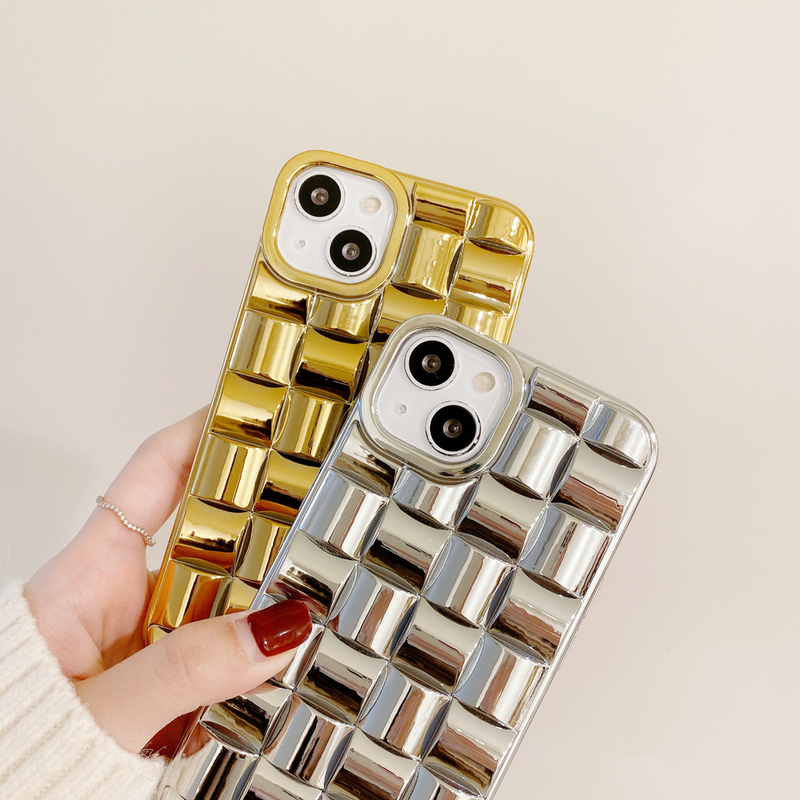 Mobile phone case square woven pattern suitable for iPhone14promax mobile phone case Apple 13/11 electroplating Samsung s22 soft_voghion.com
