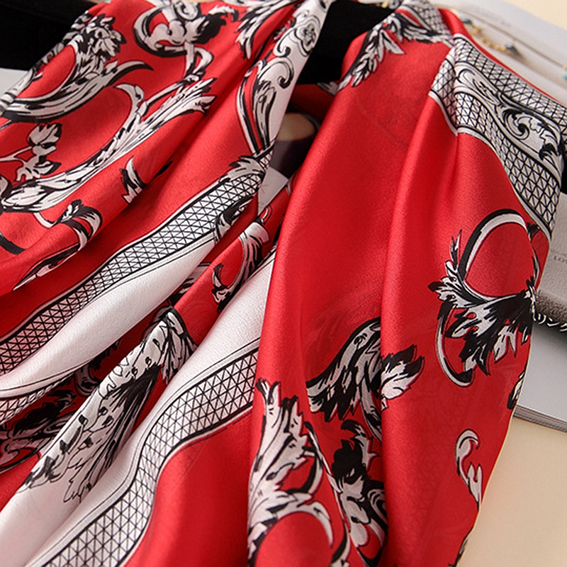 VOOTHOST 180*90cm Dámská Šála Letní Hedvábný Šátek Dámská Zavinovačka Měkká Dámská Echarpe Designová Plážová Stole Bandanna tlumič VB132_voghion.com