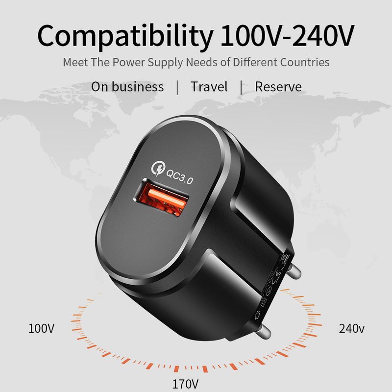 QC3.0 Mobile Phone 9V2A Charger Multifunctional Universal Fast Adapter 3A Charging Head_voghion.com