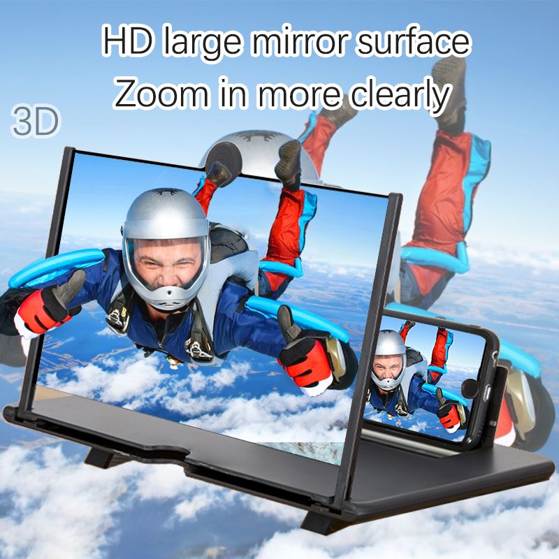 10 Inch 3D Mobile Phone Screen Magnifier HD Video Amplifier Stand Bracket with Movie Game Magnifying Folding Phone Desk Holder_voghion.com