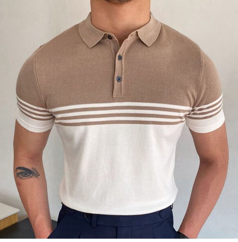 Yaz Yeni Triko Kısa Kollu Renkli İş Polo Gömlek Erkek SY0154_voghion.com