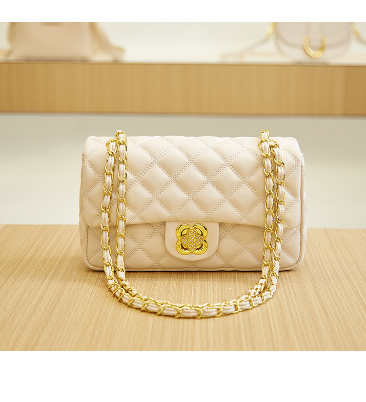 Borsa a tracolla con catena a griglia Xiaoxiangling 2024, nuova borsa a tracolla monospalla da donna e da donna, doppio coperchio multistrato_voghion.com