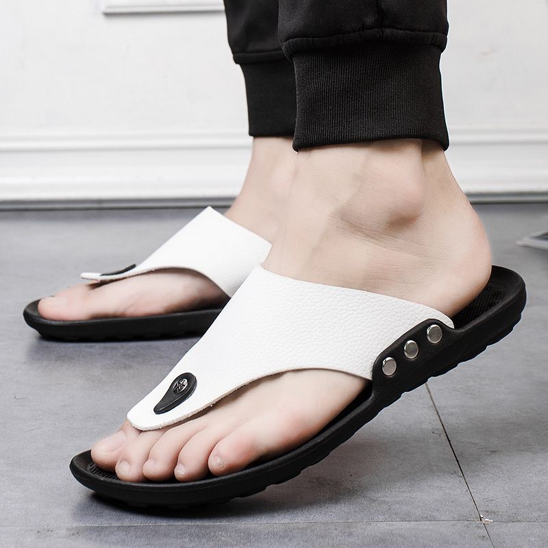 Unschlagbare Qualität Sommer Neue Koreanische Ausgabe Herren Fischgräten Strandschuhe Mode Casual Sandalen Hausschuhe Für Den Innen- Und Außenbereich_voghion.com